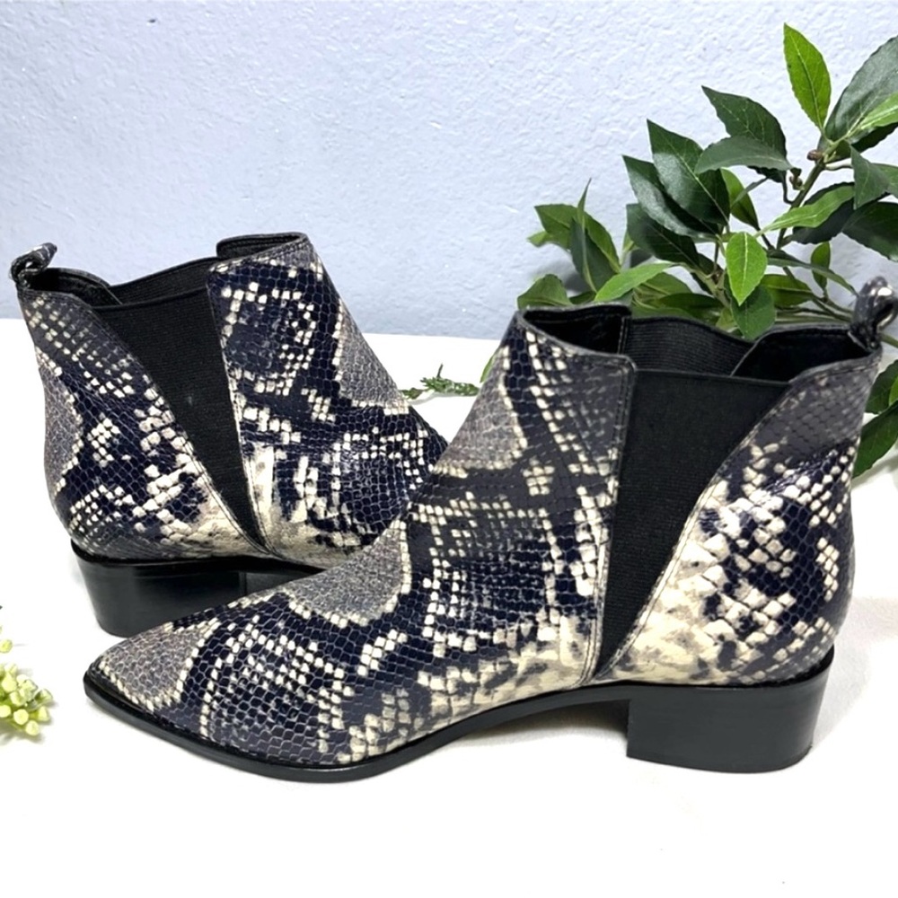 Snakeskin Ankle Boots - Black and White